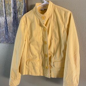 Jones New York Sport  Stretch Butter Yellow Button-Front Jean Jacket